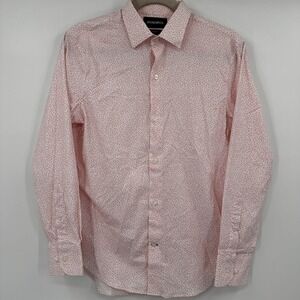 Bonobos Tailored Fit Shirt Men Small Short Pink White Floral Ditsy Stretch Slim